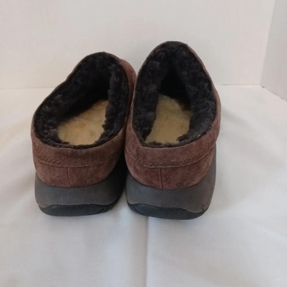 Merrell Men's 8 Brown Suede Slip-On Shoes Faux Fur Lined Round Toe Logo‎